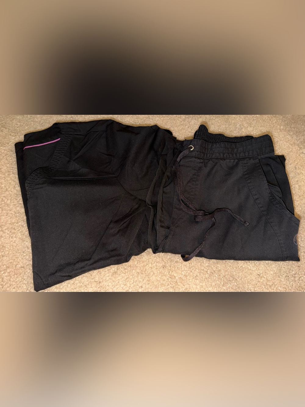 Women's Black Scrub Set Uniform Purple Label by Healing Hands sz sm